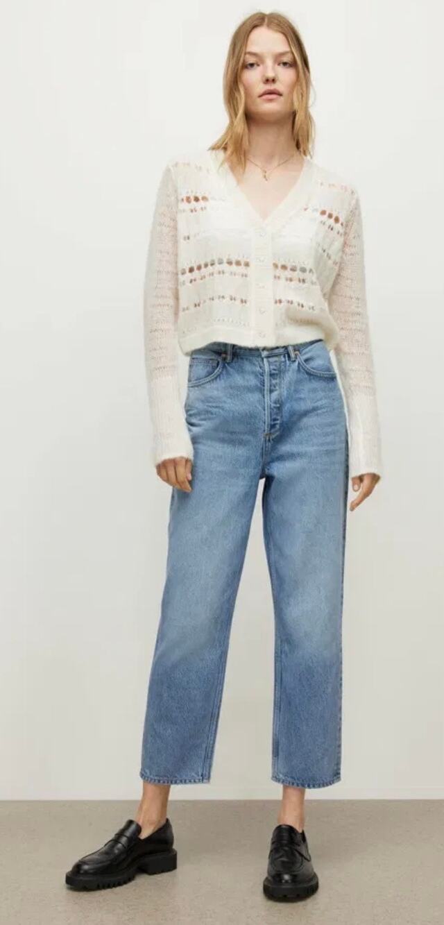 Allsaints Jeans Debbie High Waisted Straight Leg Cropped